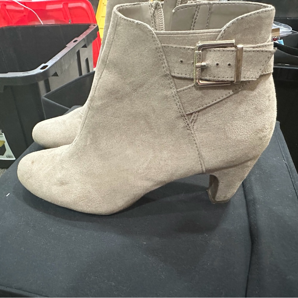 Sam & Libby Tan Ankle Booties with Buckle